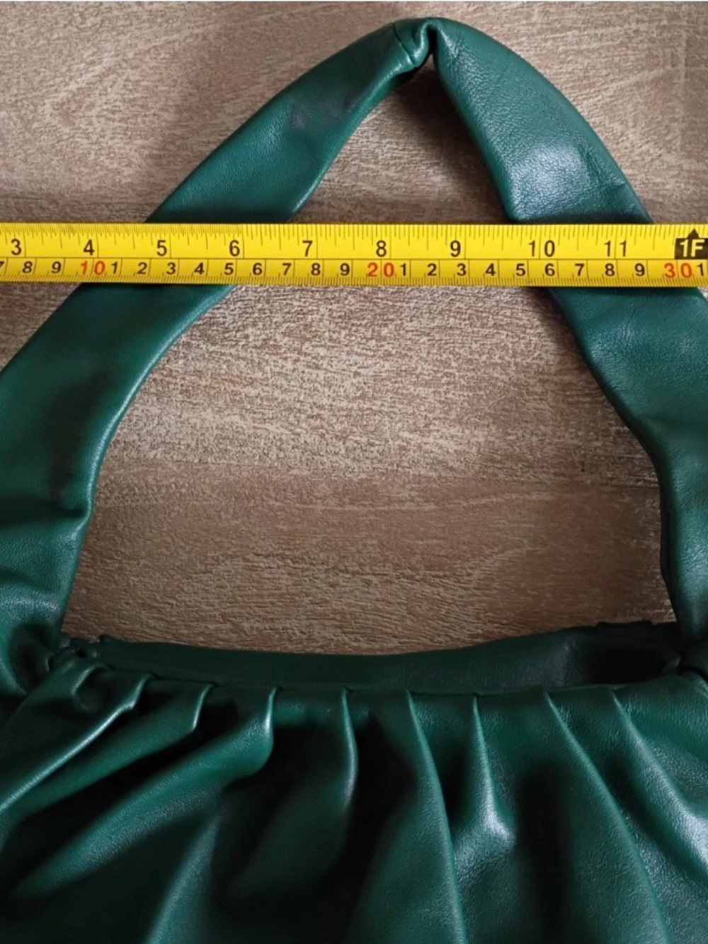 Green Ruched Hobo Bag leather by Nora Yahn - Picture 5 of 10